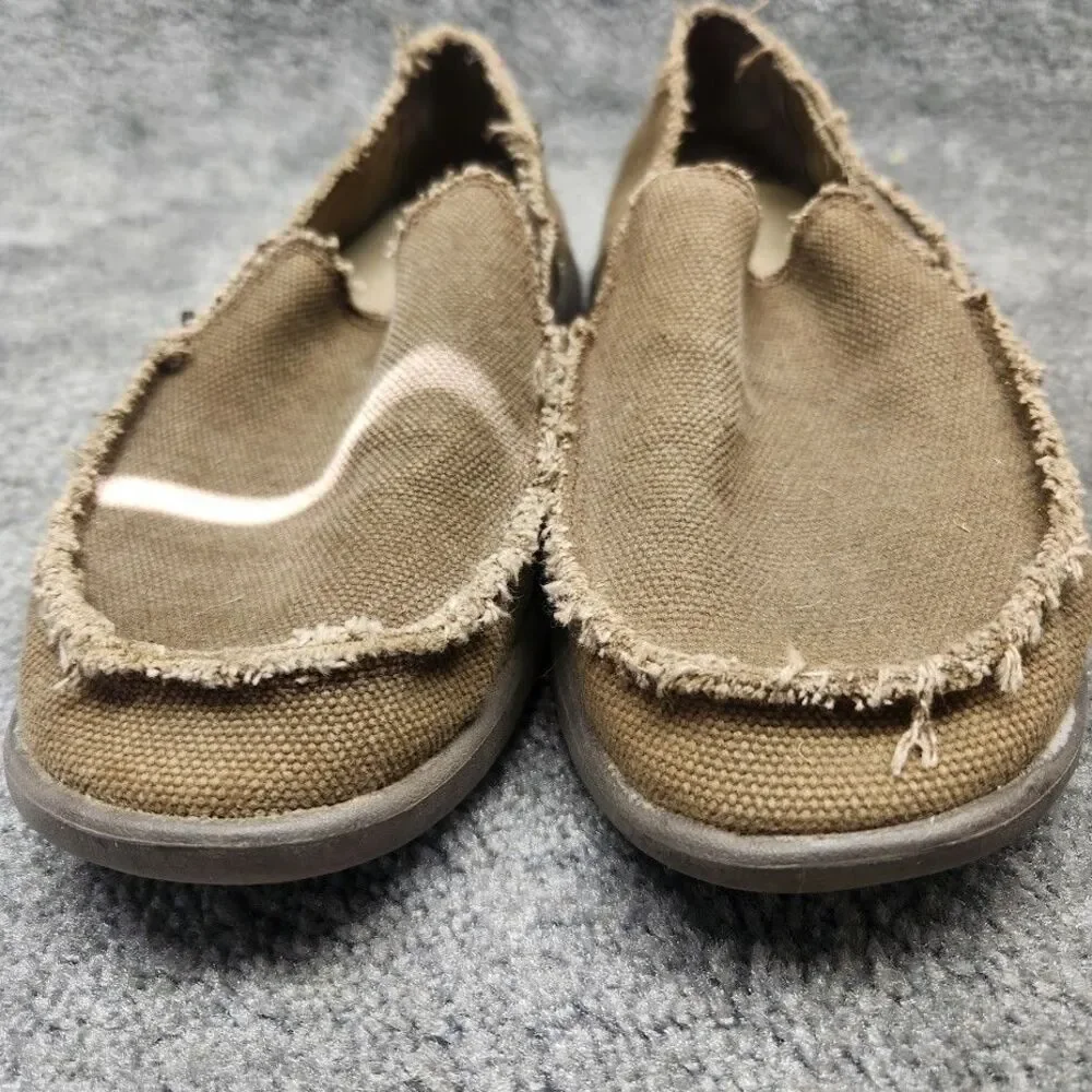 Crocs Santa Cruz Khaki Slip On Canvas Loafers Mens Size 7 Beige